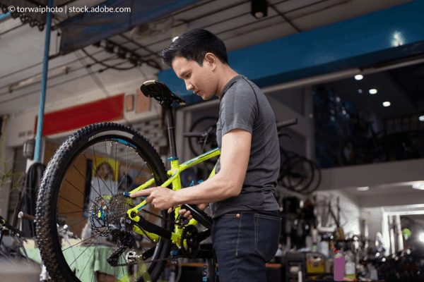 Bike on a repair stand