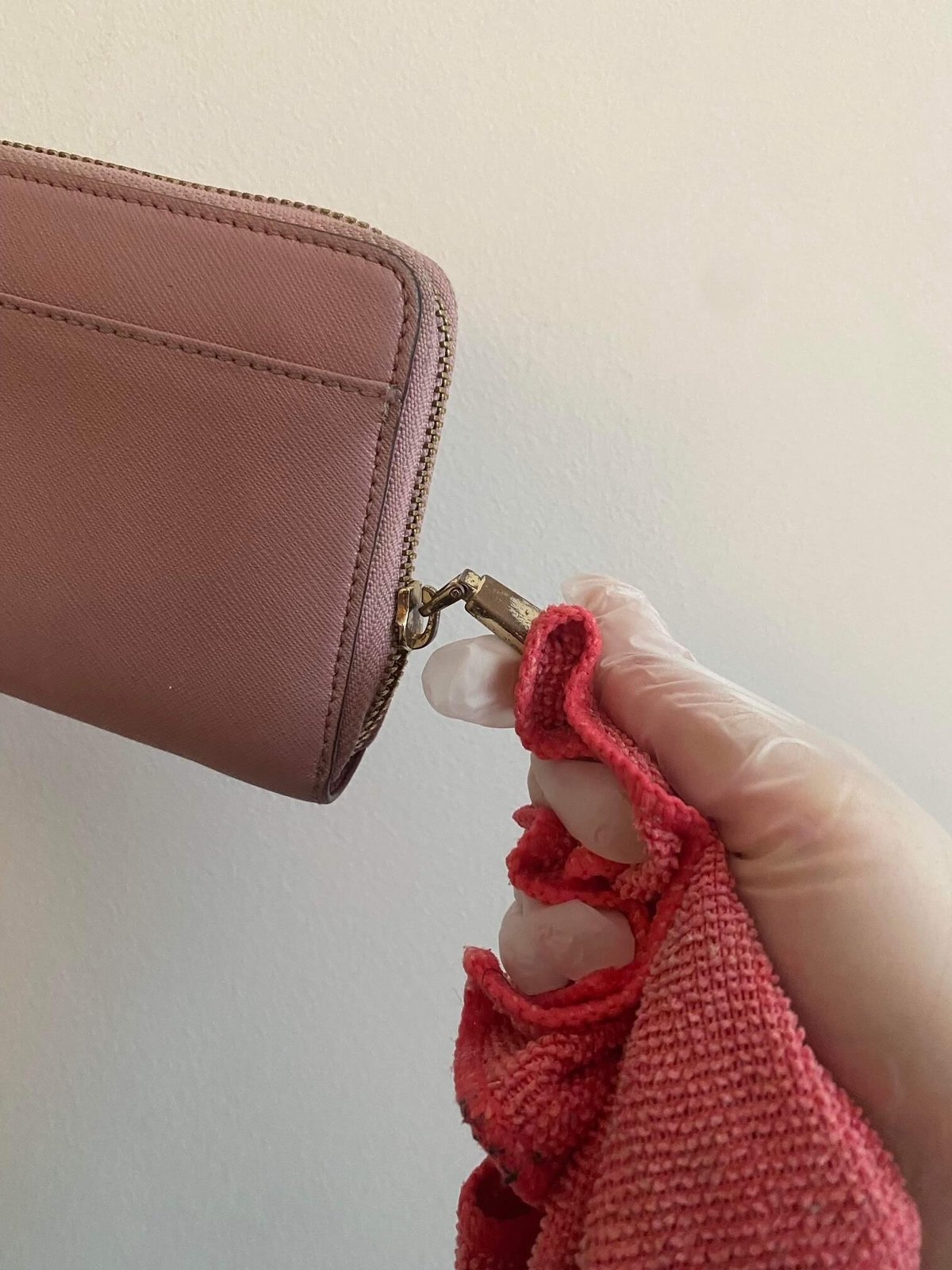 Mask the material around the zip